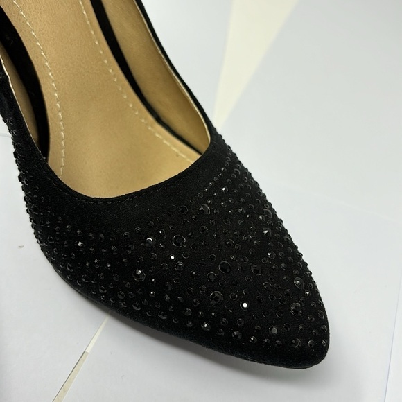 CATHY JEAN women's high heel shoe in black with stones in its design size 7.5 - Picture 2 of 6